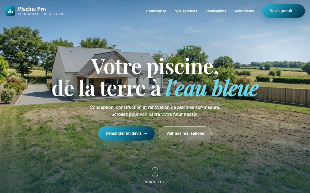 Aperçu du site Piscine Pro